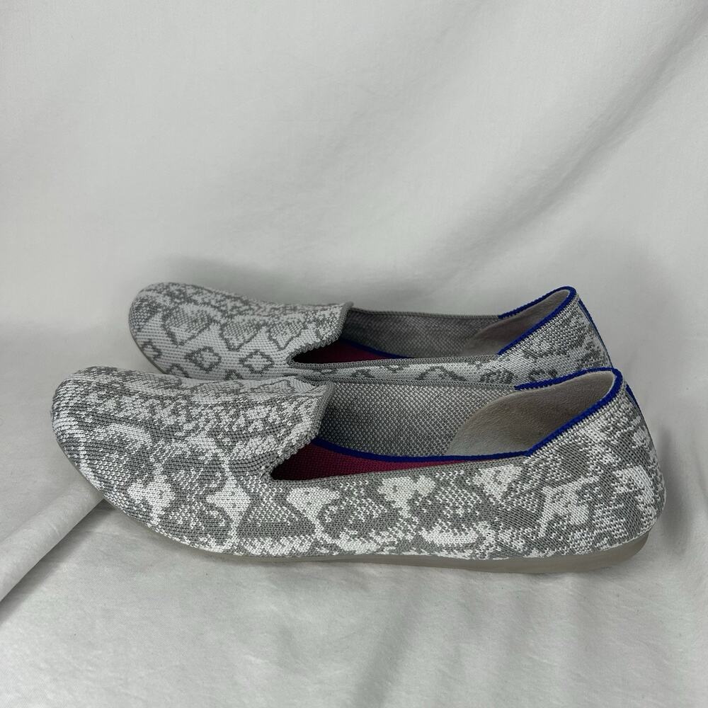 Rothy’s Loafer Flat Gray Python Print Knit Round Toe Flats Women’s Size 8